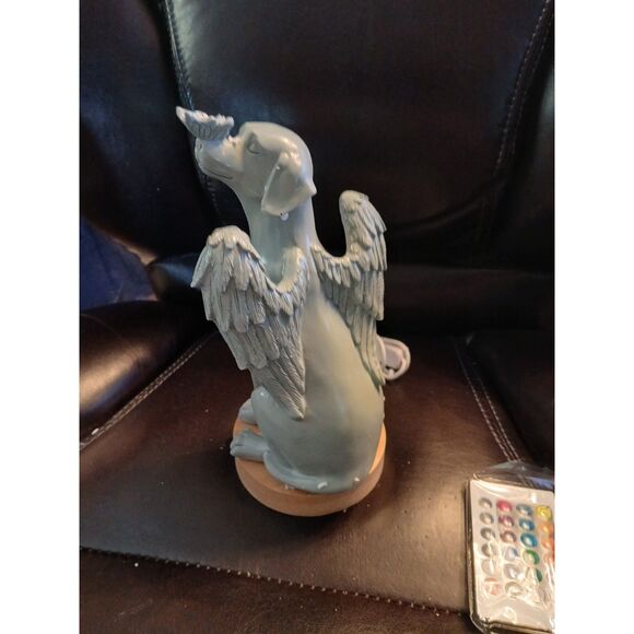 8.3" Angel Dog Garden Statue with Light Base & Remote Inside Outside - Picture 5 of 11